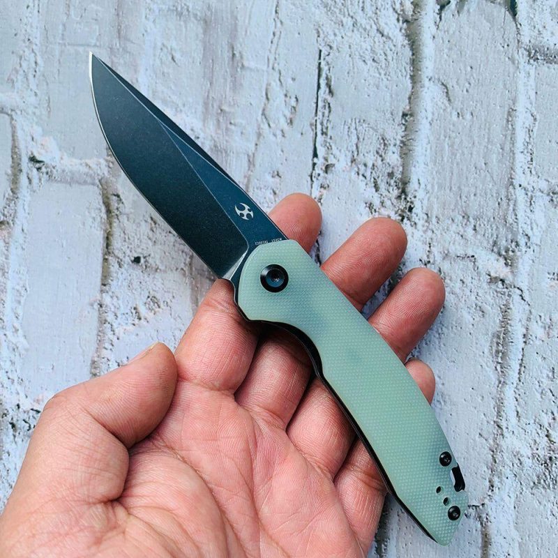 Mini Accipiter T2007A1 Kim Ning Design Front Flipper Jade G10 Handle Jade | Folding Pocket Knives