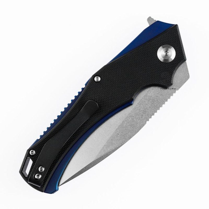 Mini Hellx T2008A1 Stonewashed D2 Blade Black G10 Handle with Mikkel Willumsen Design | Folding Pocket Knives