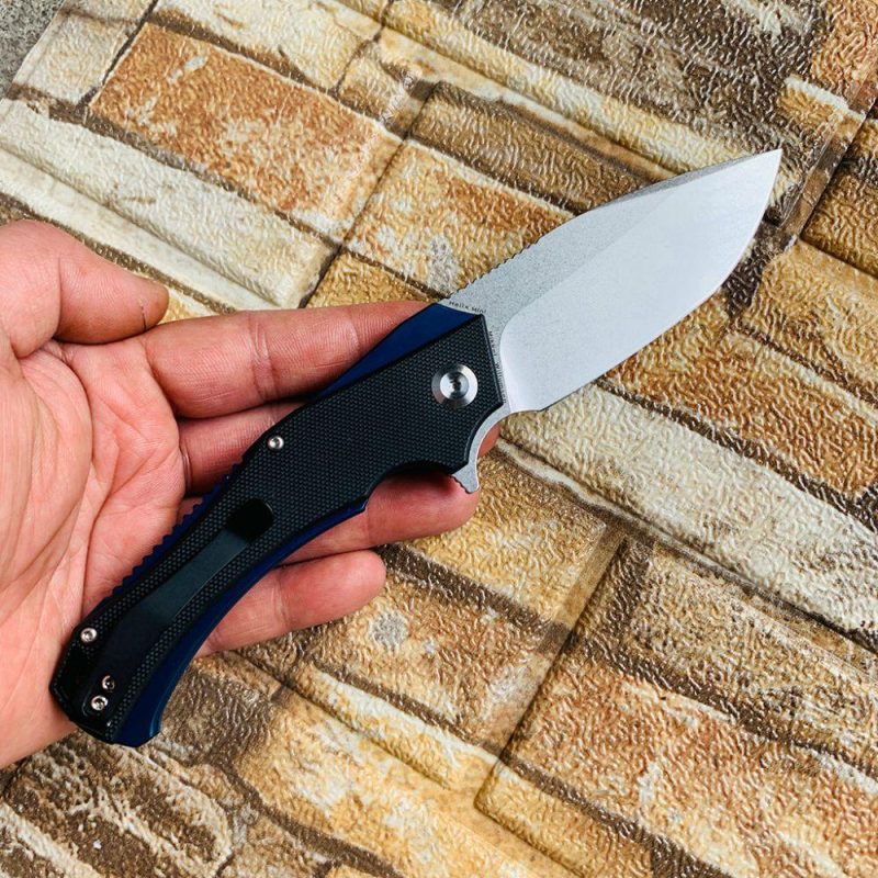 Mini Hellx T2008A1 Stonewashed D2 Blade Black G10 Handle with Mikkel Willumsen Design | Folding Pocket Knives