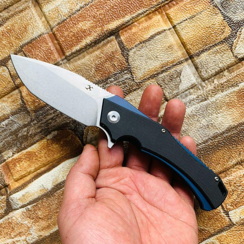 Mini Hellx T2008A1 Stonewashed D2 Blade Black G10 Handle with Mikkel Willumsen Design | Folding Pocket Knives