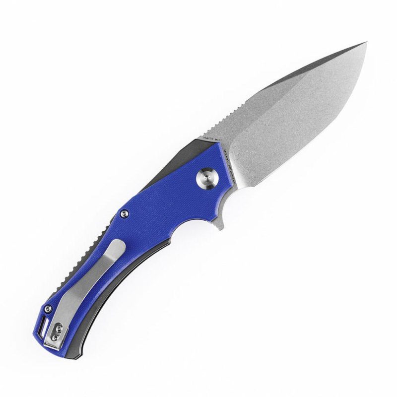 Mini Hellx T2008A3 Stonewashed D2 Blade Blue G10 Handle with Mikkel Willumsen Design | Folding Pocket Knives