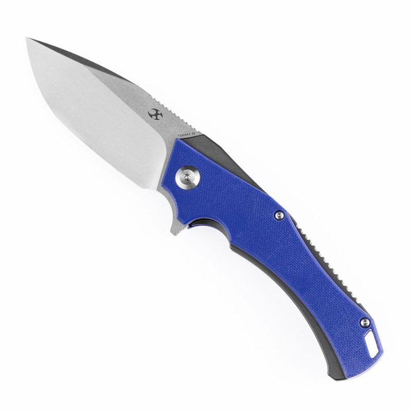 Mini Hellx T2008A3 Stonewashed D2 Blade Blue G10 Handle with Mikkel Willumsen Design | Folding Pocket Knives