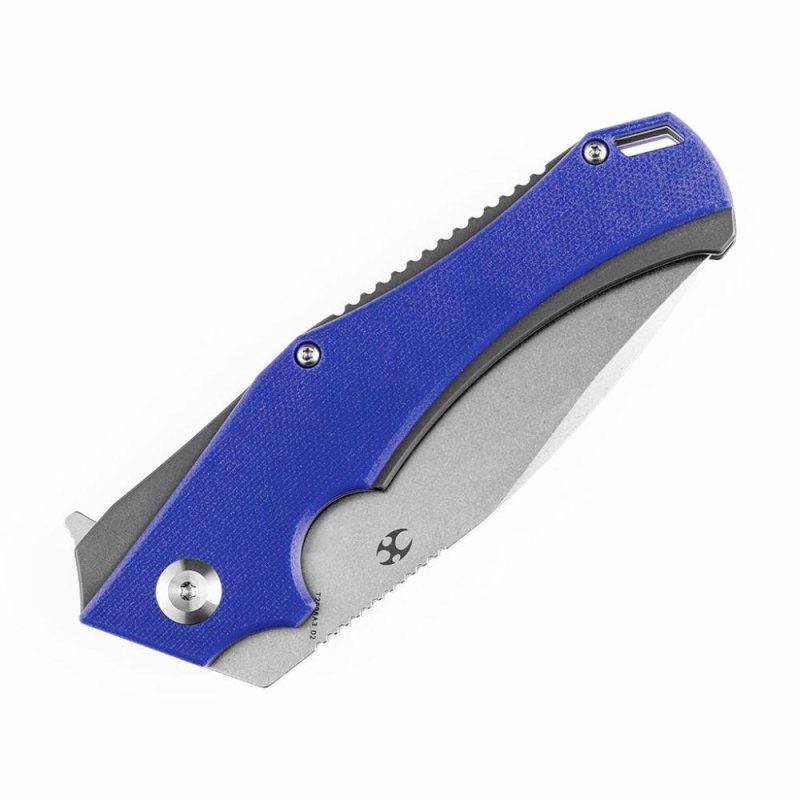 Mini Hellx T2008A3 Stonewashed D2 Blade Blue G10 Handle with Mikkel Willumsen Design | Folding Pocket Knives