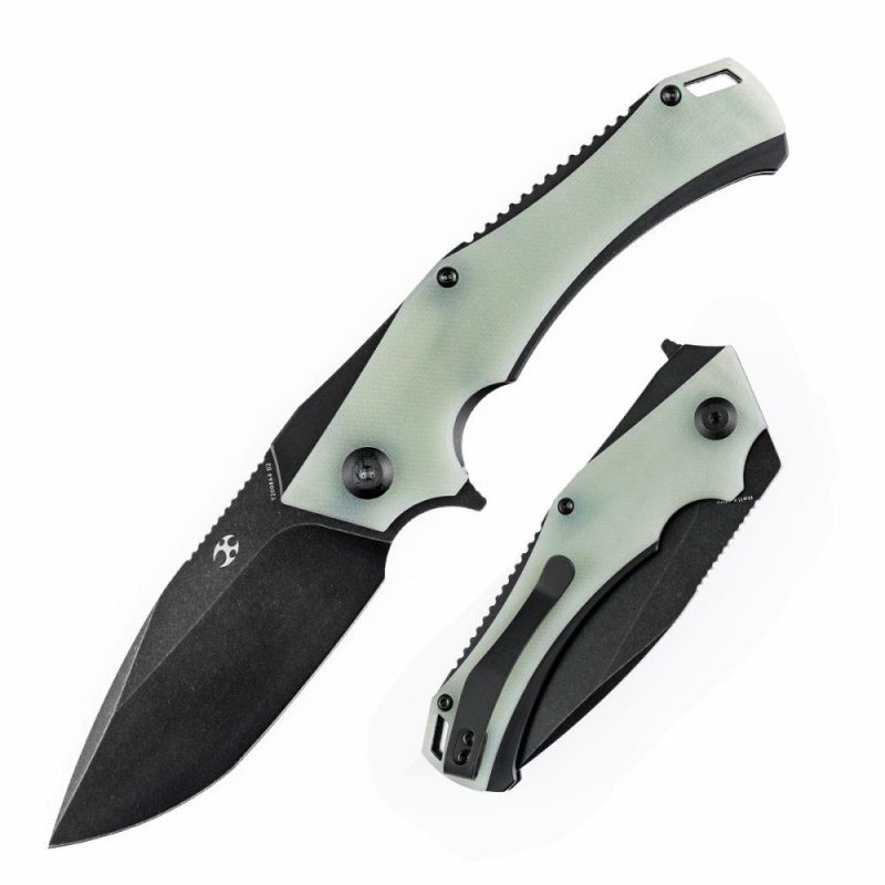 Mini Hellx T2008A4 Black TiCn Coated D2 Blade Jade G10 Handle with Mikkel Willumsen Design | Folding Pocket Knives