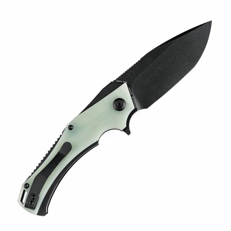 Mini Hellx T2008A4 Black TiCn Coated D2 Blade Jade G10 Handle with Mikkel Willumsen Design | Folding Pocket Knives