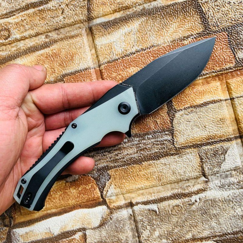 Mini Hellx T2008A4 Black TiCn Coated D2 Blade Jade G10 Handle with Mikkel Willumsen Design | Folding Pocket Knives