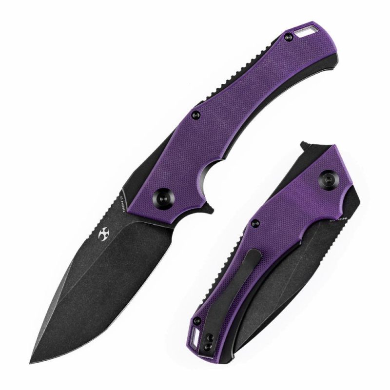 Mini Hellx T2008A6 Black TiCn Coated D2 Blade Purple G10 Handle with Mikkel Willumsen Design | Folding Pocket Knives