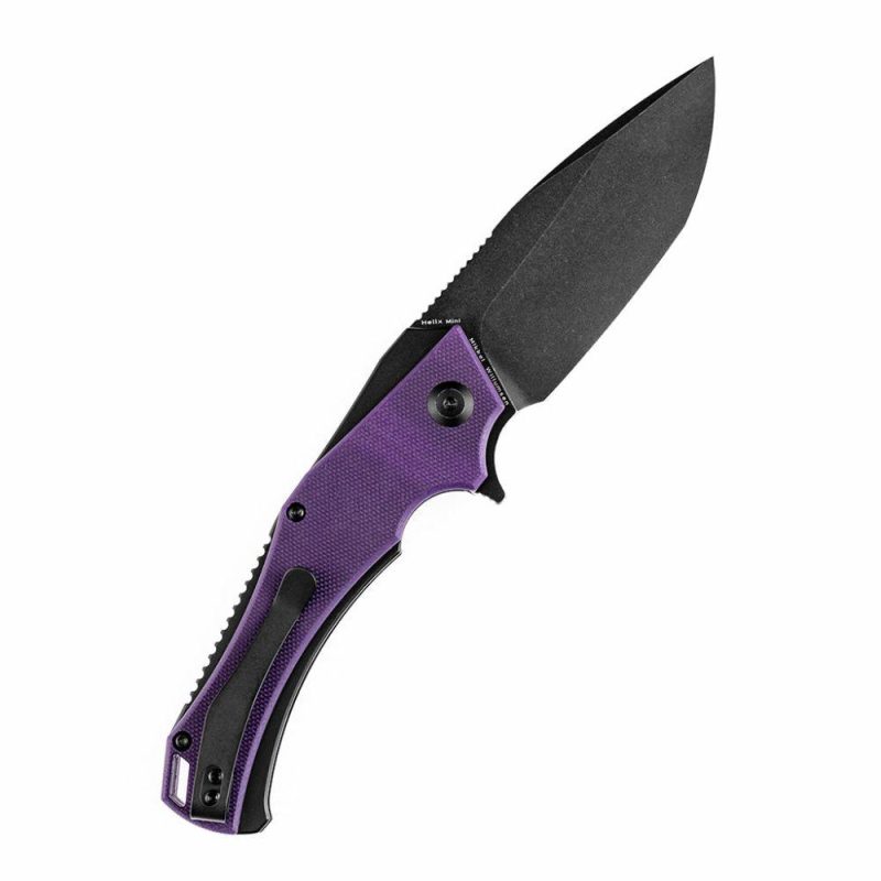 Mini Hellx T2008A6 Black TiCn Coated D2 Blade Purple G10 Handle with Mikkel Willumsen Design | Folding Pocket Knives