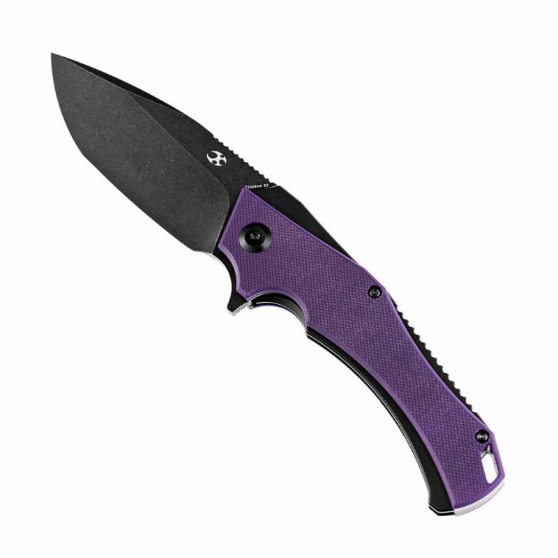 Mini Hellx T2008A6 Black TiCn Coated D2 Blade Purple G10 Handle with Mikkel Willumsen Design | Folding Pocket Knives