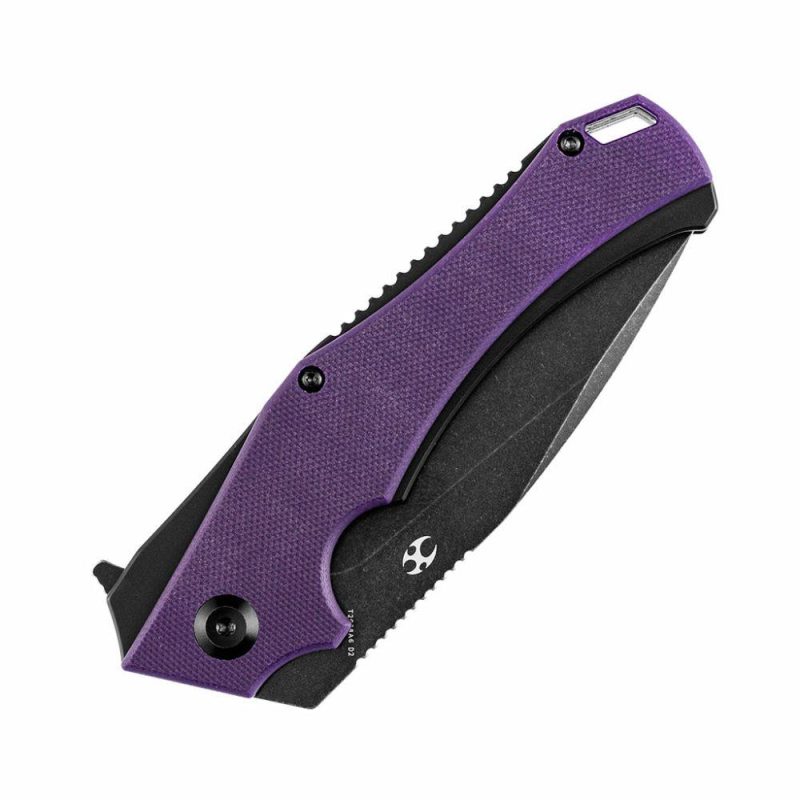 Mini Hellx T2008A6 Black TiCn Coated D2 Blade Purple G10 Handle with Mikkel Willumsen Design | Folding Pocket Knives