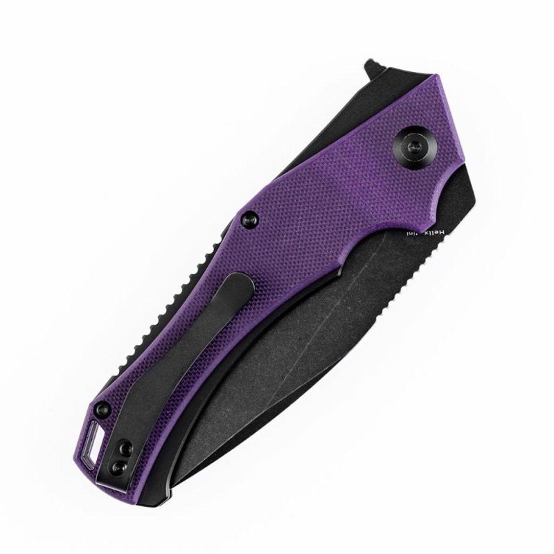 Mini Hellx T2008A6 Black TiCn Coated D2 Blade Purple G10 Handle with Mikkel Willumsen Design | Folding Pocket Knives