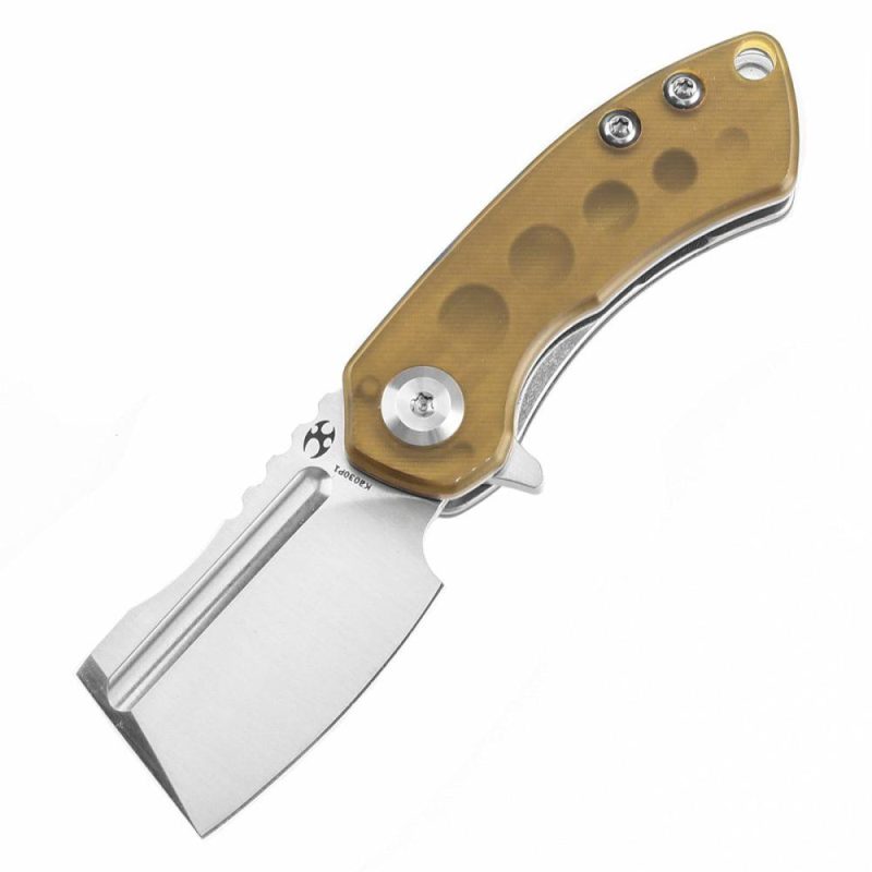 Mini Korvid Flipper Knife Amber PEI/Ultem(1.45” CPM S35VN Blade) Koch Tools Design-K3030P1 Yellow | Folding Pocket Knives