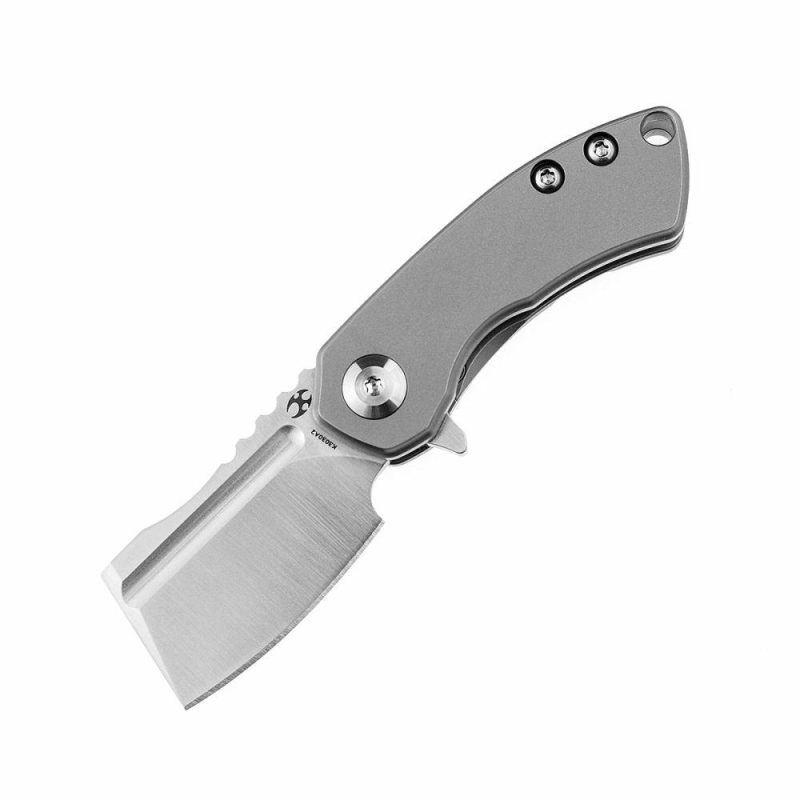 Mini Korvid Flipper knife Bead Blasted Titanium Handle (1.45’‘CPM-S35VN Blade ) Koch Tools Design-K3030A2 Plain | Folding Pocket Knives