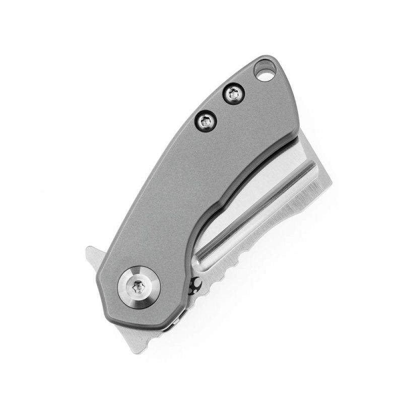 Mini Korvid Flipper knife Bead Blasted Titanium Handle (1.45’‘CPM-S35VN Blade ) Koch Tools Design-K3030A2 Plain | Folding Pocket Knives