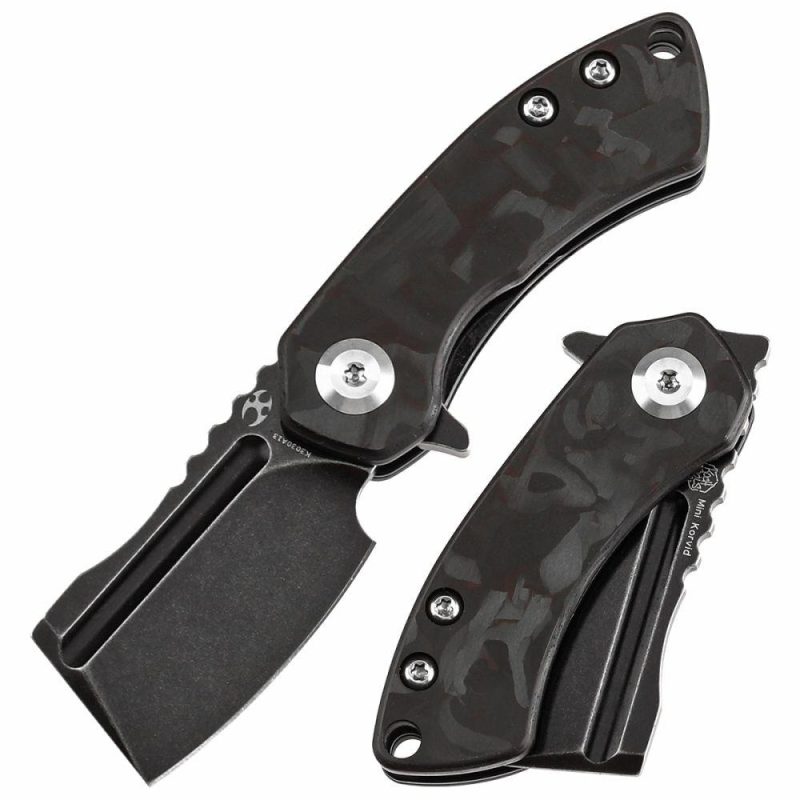 Mini Korvid Flipper Knife Black and Red Carbon Fiber(1.45” CPM S35VN Blade) Koch Tools Design-K3030A13 Red And Black | Folding Pocket Knives