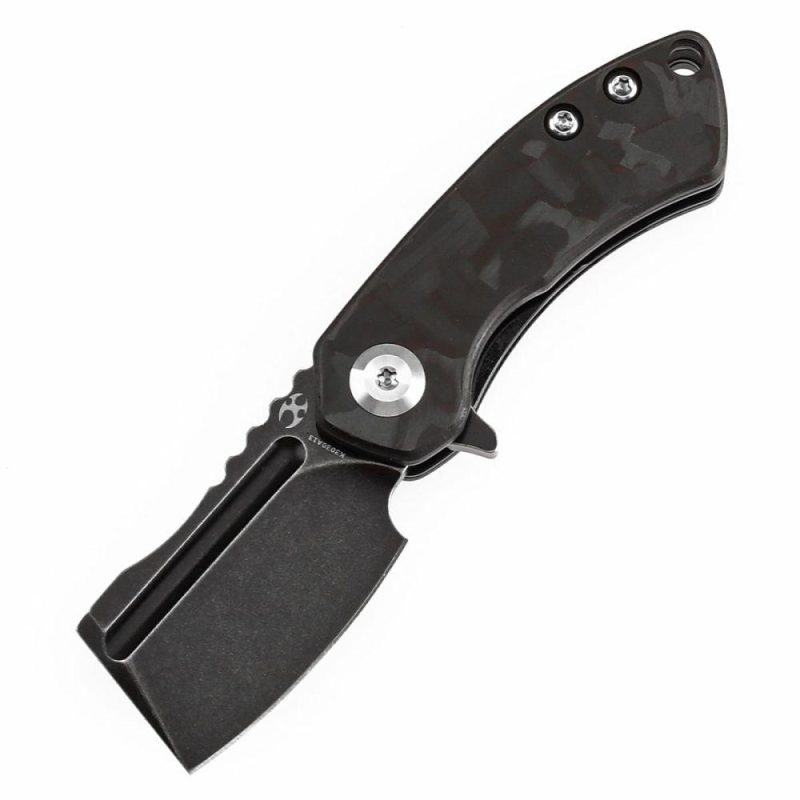 Mini Korvid Flipper Knife Black and Red Carbon Fiber(1.45” CPM S35VN Blade) Koch Tools Design-K3030A13 Red And Black | Folding Pocket Knives