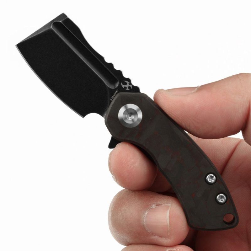 Mini Korvid Flipper Knife Black and Red Carbon Fiber(1.45” CPM S35VN Blade) Koch Tools Design-K3030A13 Red And Black | Folding Pocket Knives