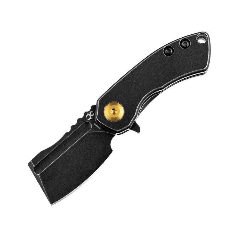 Mini Korvid Flipper Knife Black Anodized Titanium Handle (1.45‘’ CPM-S35VN Blade ) Koch Tools Design-K3030A6 Black | Folding Pocket Knives