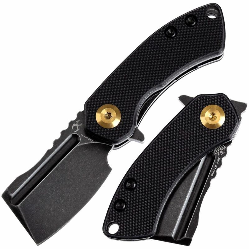 Mini Korvid Flipper Knife Black G10 Handle (1.45” 154CM Blade) Koch Tools Design -T3030A11 Black | Folding Pocket Knives