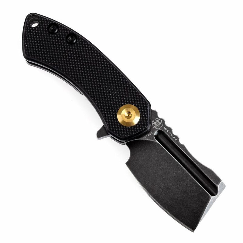 Mini Korvid Flipper Knife Black G10 Handle (1.45” 154CM Blade) Koch Tools Design -T3030A11 Black | Folding Pocket Knives