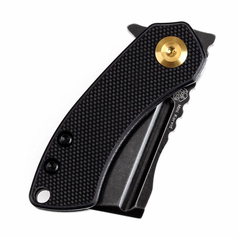 Mini Korvid Flipper Knife Black G10 Handle (1.45” 154CM Blade) Koch Tools Design -T3030A11 Black | Folding Pocket Knives