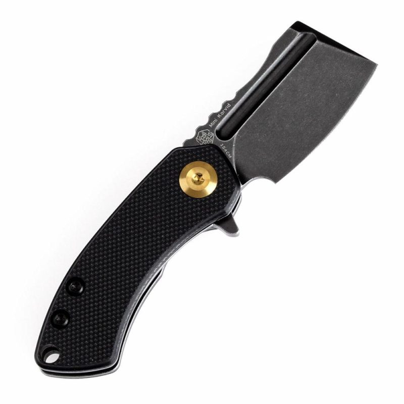 Mini Korvid Flipper Knife Black G10 Handle (1.45” 154CM Blade) Koch Tools Design -T3030A11 Black | Folding Pocket Knives