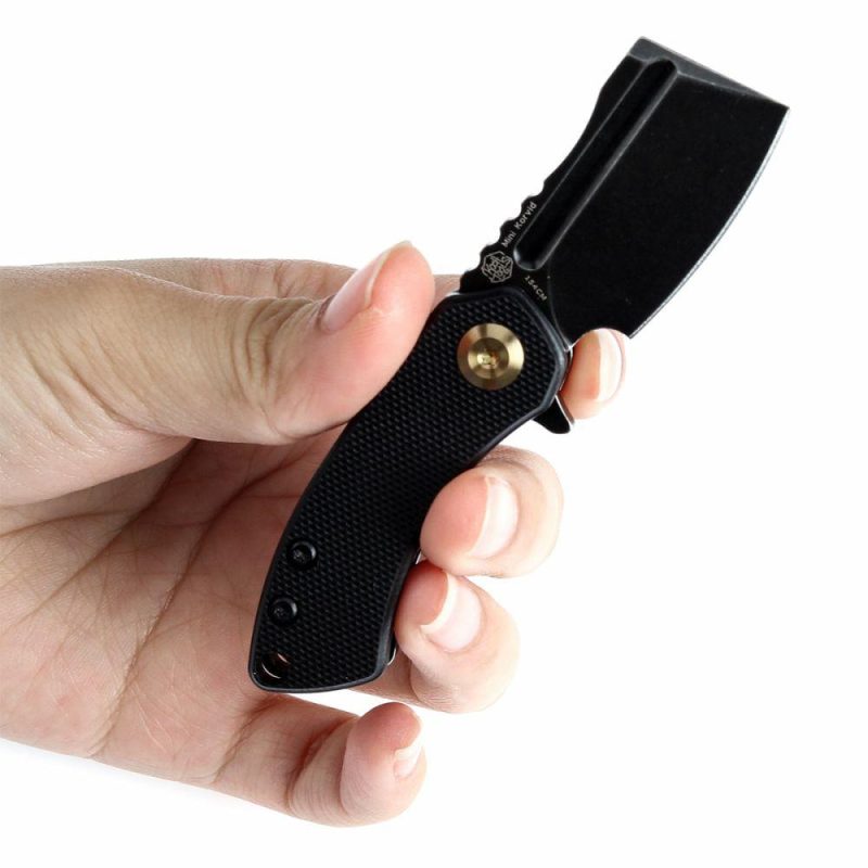 Mini Korvid Flipper Knife Black G10 Handle (1.45” 154CM Blade) Koch Tools Design -T3030A11 Black | Folding Pocket Knives