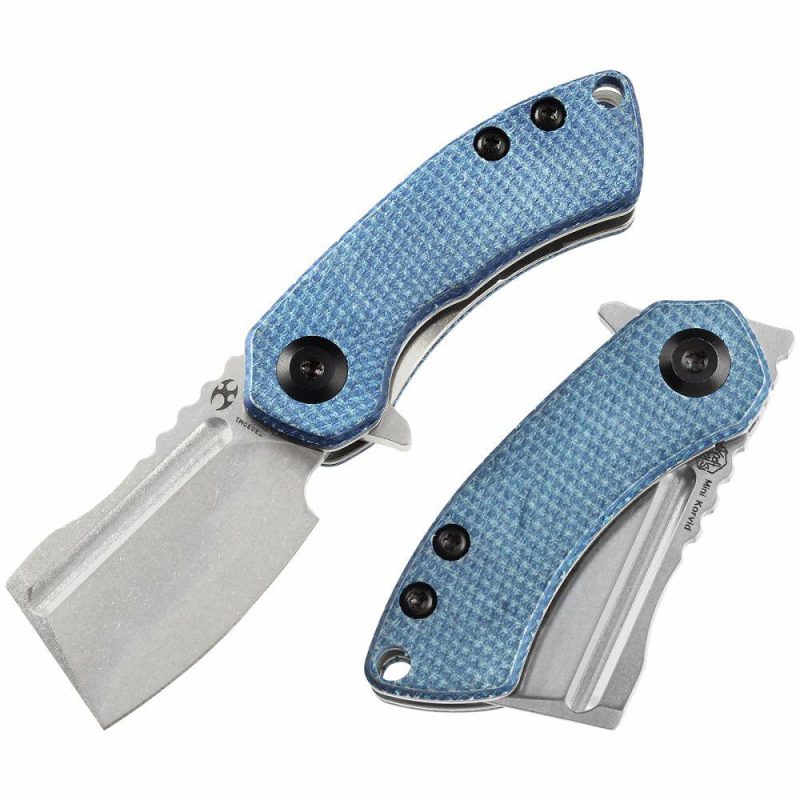 Mini Korvid Flipper Knife Blue Micata Handle (1.45” 154CM Blade) Koch Tools Design-T3030M1 Blue | Folding Pocket Knives