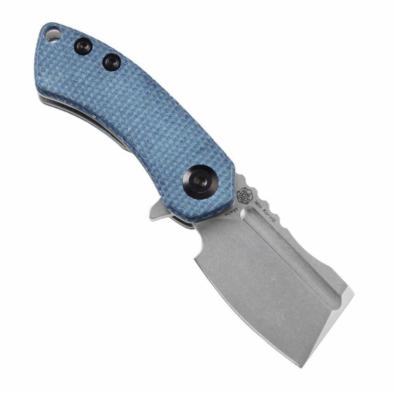 Mini Korvid Flipper Knife Blue Micata Handle (1.45” 154CM Blade) Koch Tools Design-T3030M1 Blue | Folding Pocket Knives