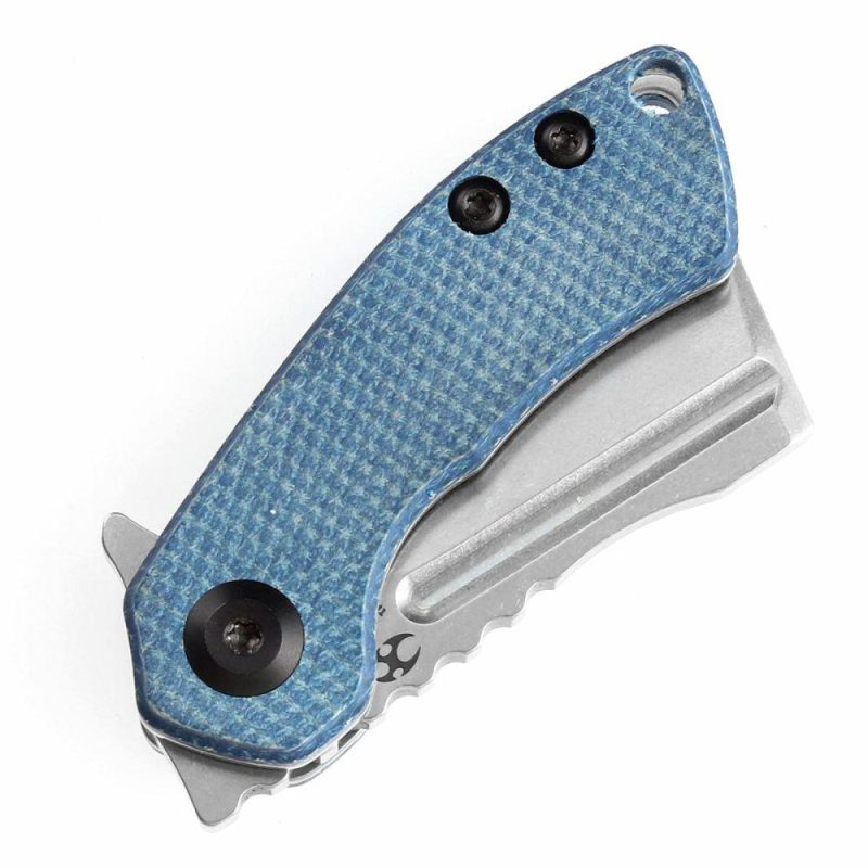 Mini Korvid Flipper Knife Blue Micata Handle (1.45” 154CM Blade) Koch Tools Design-T3030M1 Blue | Folding Pocket Knives