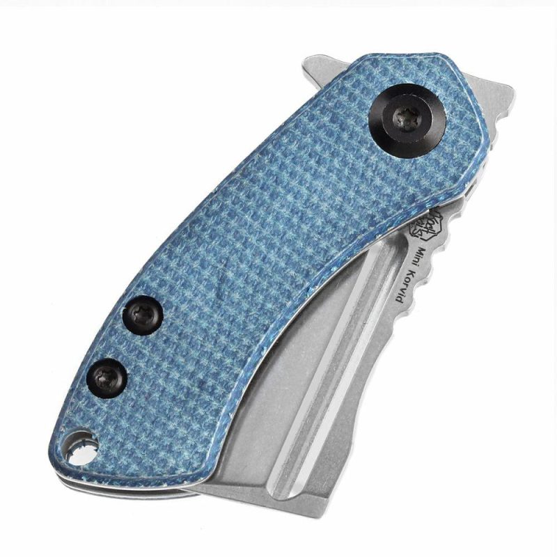 Mini Korvid Flipper Knife Blue Micata Handle (1.45” 154CM Blade) Koch Tools Design-T3030M1 Blue | Folding Pocket Knives