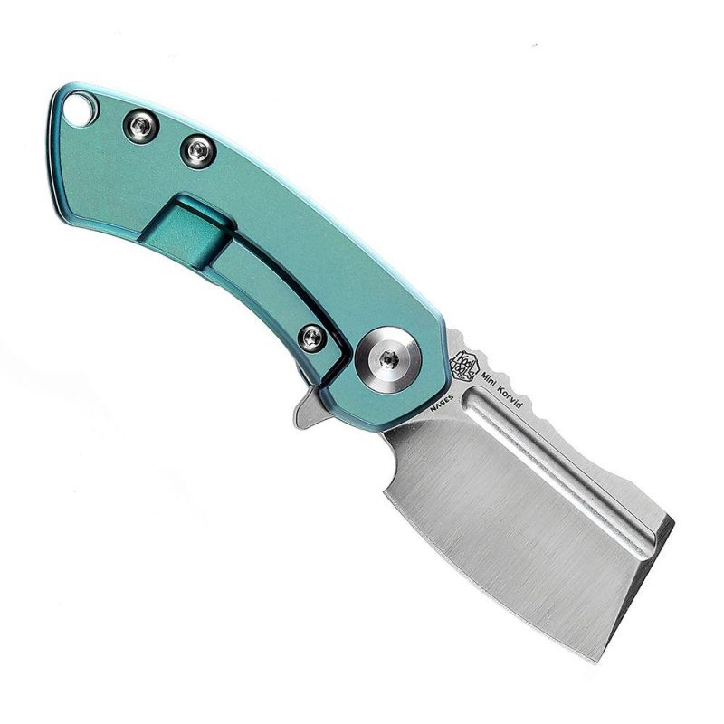 Mini Korvid Flipper knife Bronze Titanium Handle (1.45’‘ CPM-S35VN Blade ) Koch Tools Design-K3030A7 Green | Folding Pocket Knives