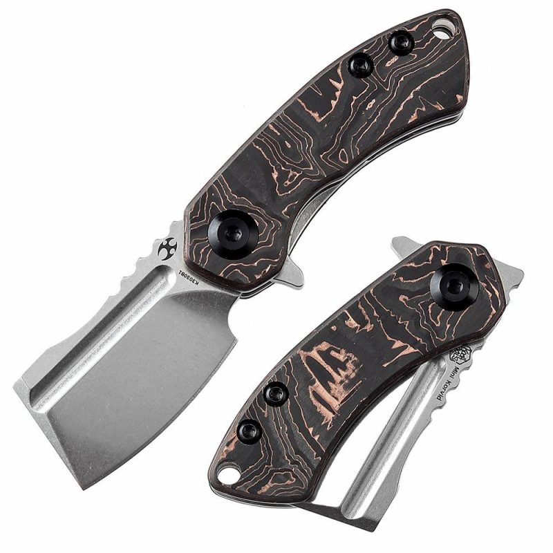 Mini Korvid Flipper knife Bronze Titanium Handle (1.45‘’ CPM-S35VN Blade ) Koch Tools Design-K3030B1 Black/Copper | Folding Pocket Knives