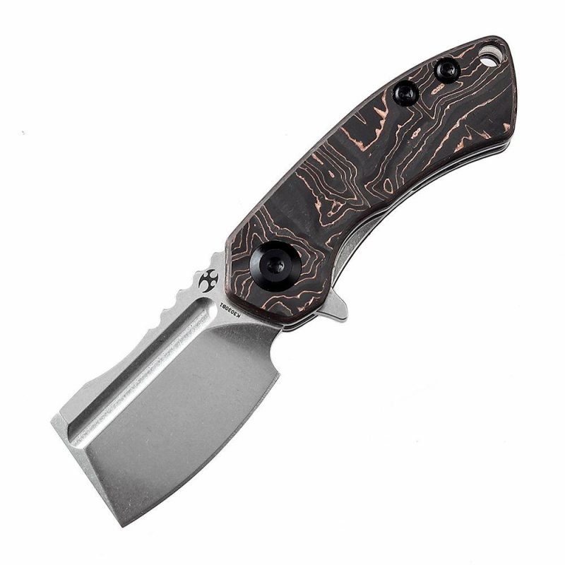 Mini Korvid Flipper knife Bronze Titanium Handle (1.45‘’ CPM-S35VN Blade ) Koch Tools Design-K3030B1 Black/Copper | Folding Pocket Knives