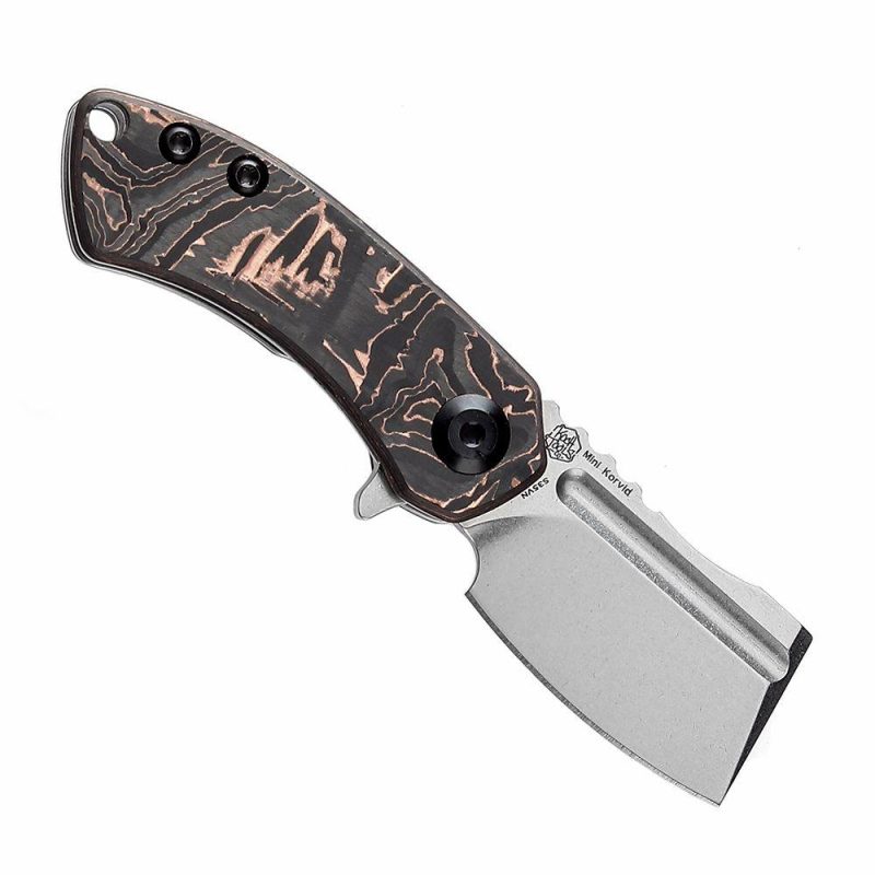 Mini Korvid Flipper knife Bronze Titanium Handle (1.45‘’ CPM-S35VN Blade ) Koch Tools Design-K3030B1 Black/Copper | Folding Pocket Knives