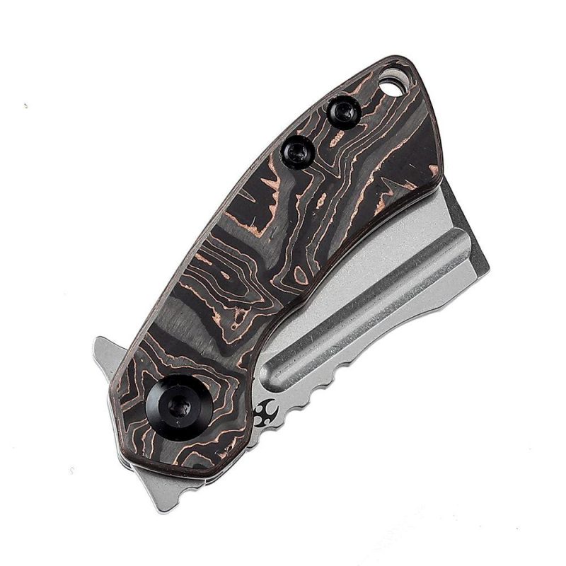 Mini Korvid Flipper knife Bronze Titanium Handle (1.45‘’ CPM-S35VN Blade ) Koch Tools Design-K3030B1 Black/Copper | Folding Pocket Knives