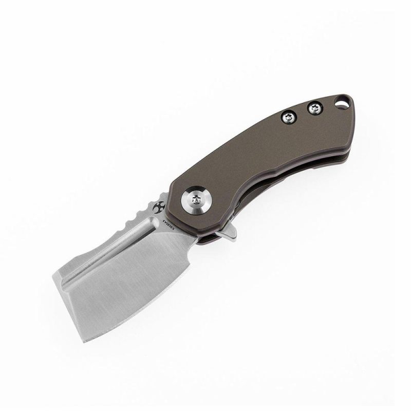 Mini Korvid Flipper knife Bronze Titanium Handle (3.14‘’ CPM-S35VN Blade ) Koch Tools Design-K3030A3 Bronze | Folding Pocket Knives