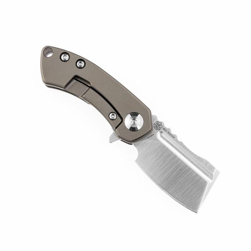 Mini Korvid Flipper knife Bronze Titanium Handle (3.14‘’ CPM-S35VN Blade ) Koch Tools Design-K3030A3 Bronze | Folding Pocket Knives