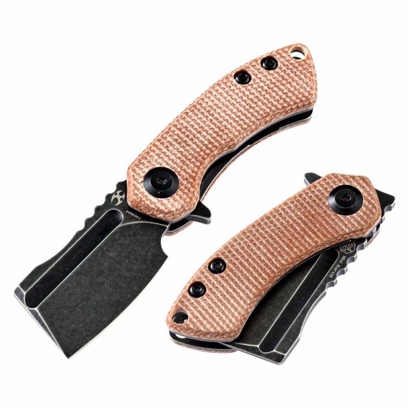 Mini Korvid Flipper Knife Brown Micarta Handle (1.45” 154CM Blade) Koch Tools Dsign-T3030A5 Brown | Folding Pocket Knives