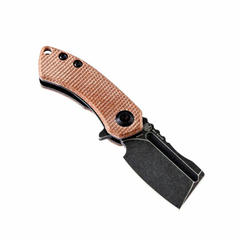 Mini Korvid Flipper Knife Brown Micarta Handle (1.45” 154CM Blade) Koch Tools Dsign-T3030A5 Brown | Folding Pocket Knives