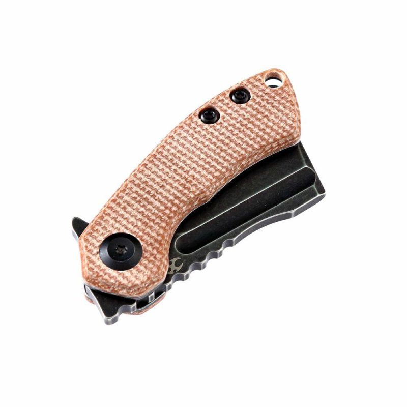 Mini Korvid Flipper Knife Brown Micarta Handle (1.45” 154CM Blade) Koch Tools Dsign-T3030A5 Brown | Folding Pocket Knives