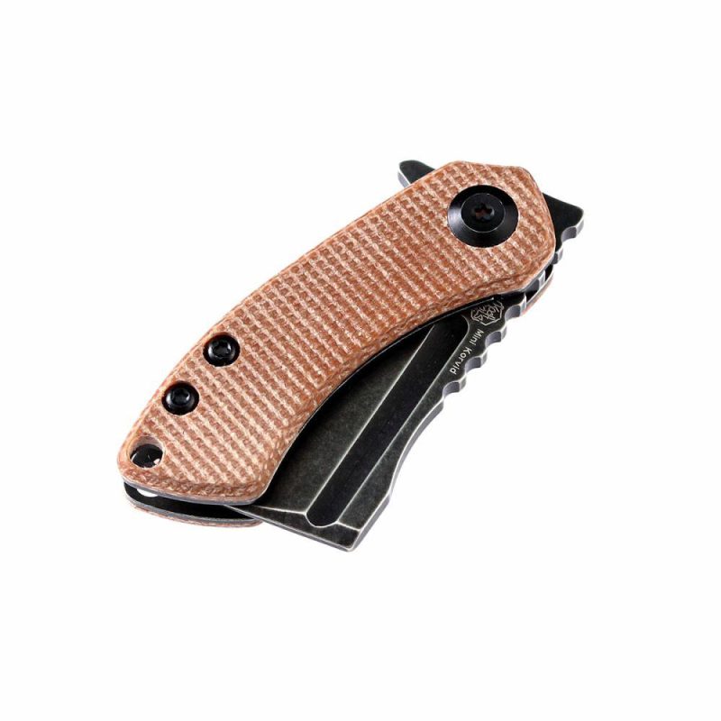 Mini Korvid Flipper Knife Brown Micarta Handle (1.45” 154CM Blade) Koch Tools Dsign-T3030A5 Brown | Folding Pocket Knives