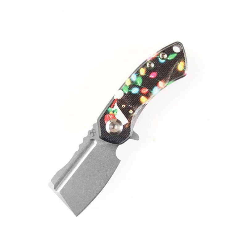 Mini Korvid Flipper Knife G10 with Black Cat Print Handle (1.45” 154CM Blade) Koch Tools Design -T3030S1 Black | Folding Pocket Knives