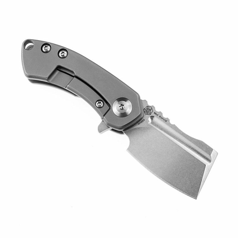 Mini Korvid Flipper knife Gradient Titanium Handle With Dimples (1.45‘’ CPM-S35VN Blade ) Koch Tools Design-K3030A5 Plain | Folding Pocket Knives