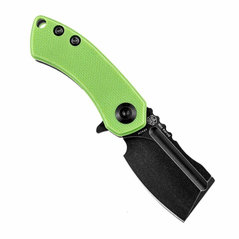 Mini Korvid Flipper Knife Green G10 Handle (1.45” 154CM Blade) Koch Tools Design -T3030A8 Green | Folding Pocket Knives