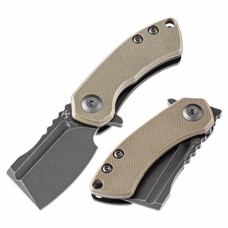 Mini Korvid Flipper Knife Light Sand G10 Handle (1.45” 154CM Blade) Koch Tools Design -T3030A2 Light Sand | Folding Pocket Knives