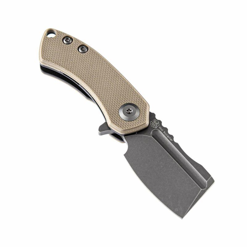 Mini Korvid Flipper Knife Light Sand G10 Handle (1.45” 154CM Blade) Koch Tools Design -T3030A2 Light Sand | Folding Pocket Knives