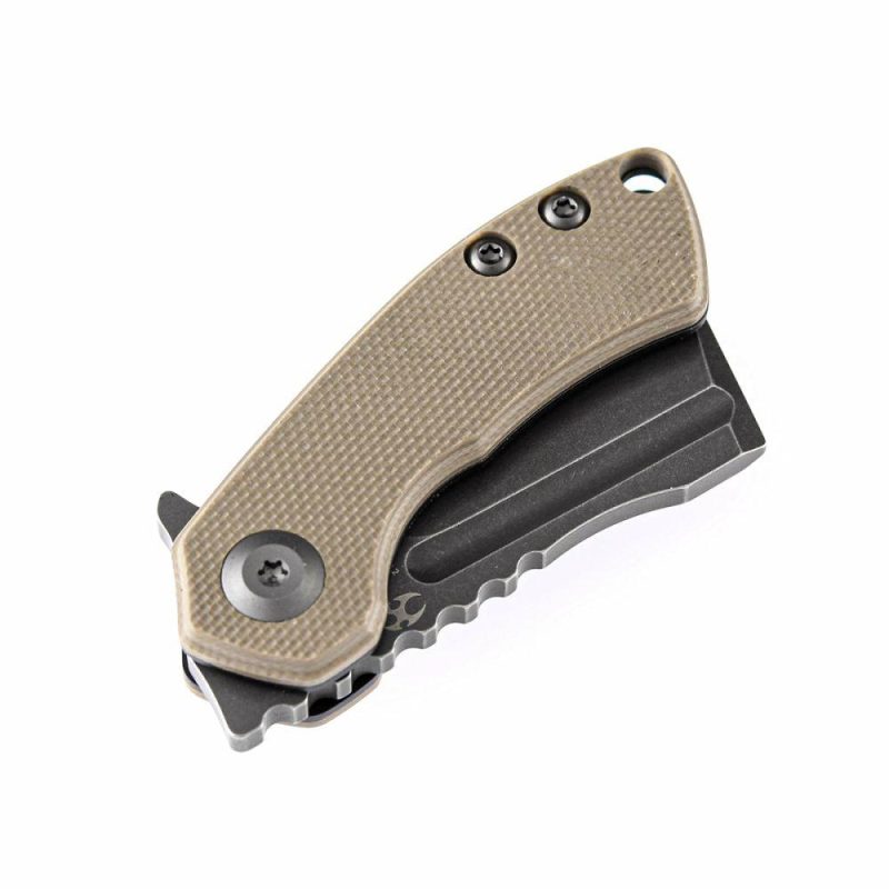 Mini Korvid Flipper Knife Light Sand G10 Handle (1.45” 154CM Blade) Koch Tools Design -T3030A2 Light Sand | Folding Pocket Knives