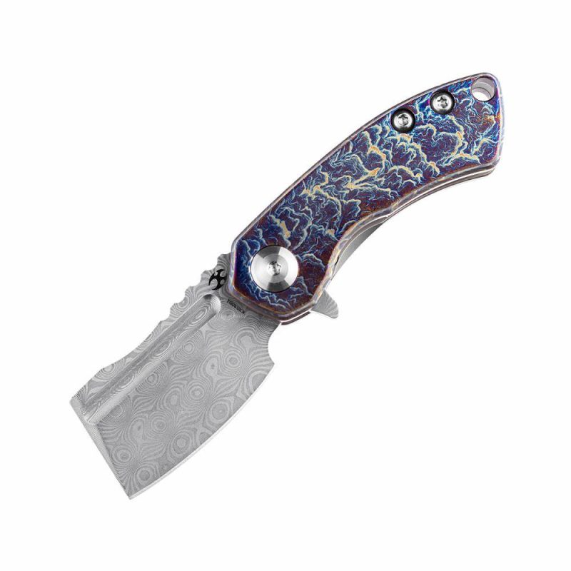 Mini Korvid Flipper knife Lightning Strike Anodized Titanium Handle (1.45’‘CPM-S35VN Blade ) Koch Tools Design-K3030D1 Gradient | Folding Pocket Knives