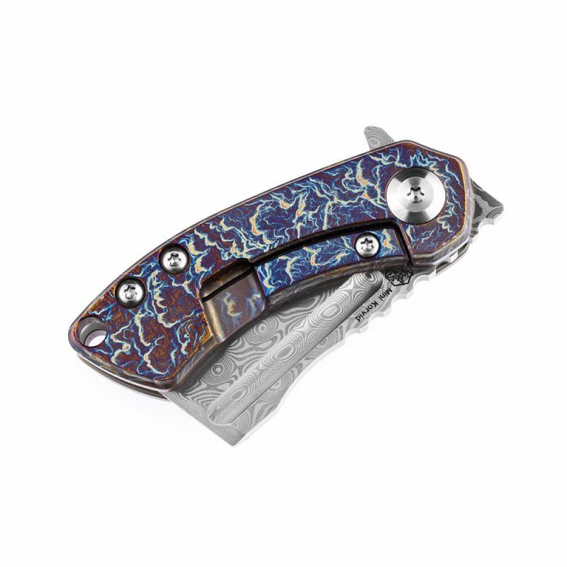 Mini Korvid Flipper knife Lightning Strike Anodized Titanium Handle (1.45’‘CPM-S35VN Blade ) Koch Tools Design-K3030D1 Gradient | Folding Pocket Knives